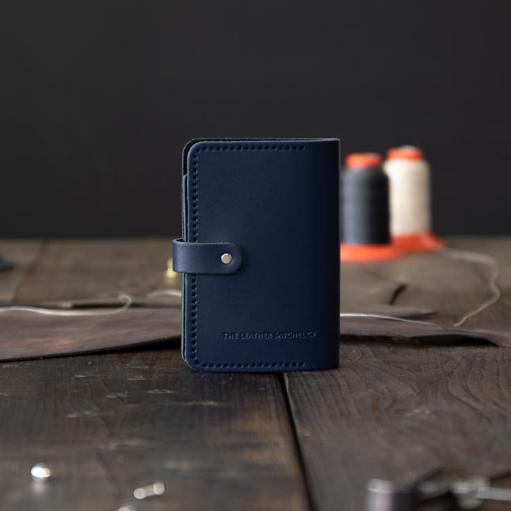 Deluxe Leather Passport Cover - Travel Document Holder, Card Slots & Side Pockets - Navy Blue - Personalized Holiday Gifts, Leatherology