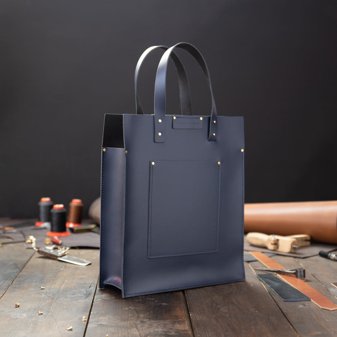 Portfolio Leather Tote Bag | The Leather Satchel Co. Distressed Damson