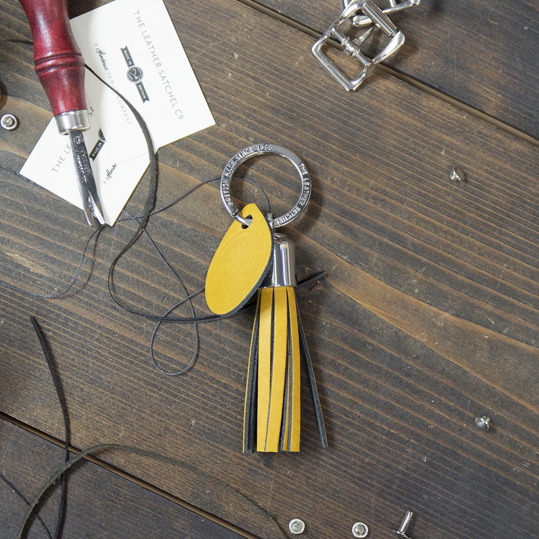Personalised Leather Tassel Keyring | The Leather Satchel Co