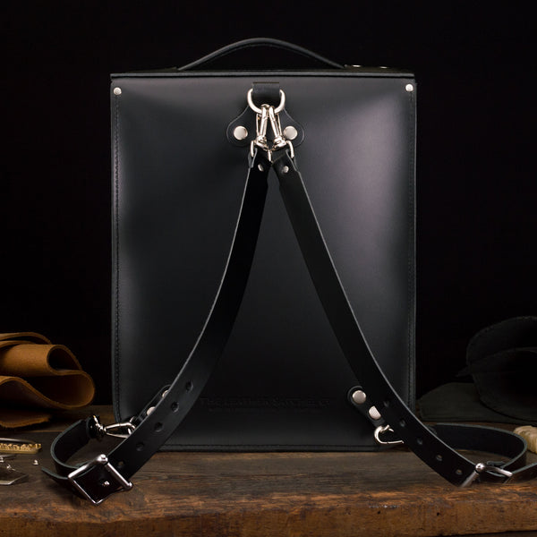 black leather backpack square Medium Leather Backpack (Portrait)