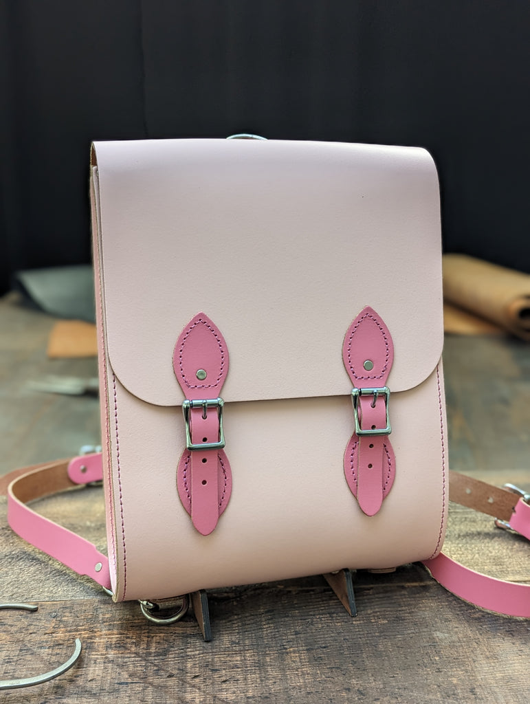 Mini Windsor Backpack made from Candy Floss and Baby Pink Leathers (MMRP USD$245)