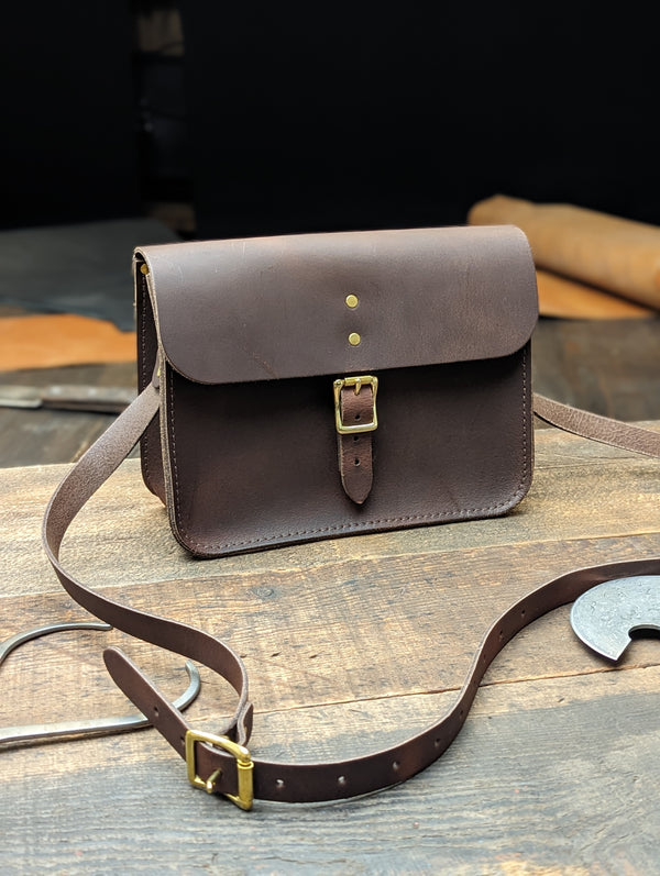 Hunky Hipster with Classic Buckle Fastener, "Made in England" name plate and Brass/Gold Hardware made from Distressed Walnut Husk Leather (MMRP USD$150)