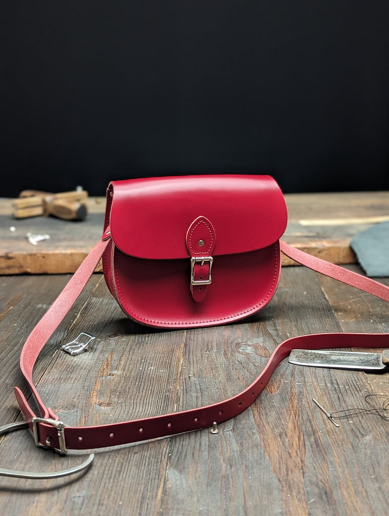 Medium Sporran with Hidden Magnetic Fastener made from Pillarbox Red Leather (MMRP USD$165)