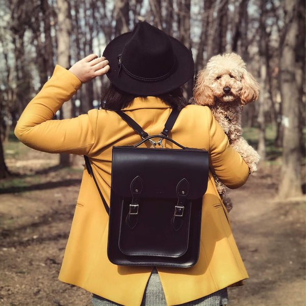 black satchel backpack leather Medium Leather Backpack (Portrait)